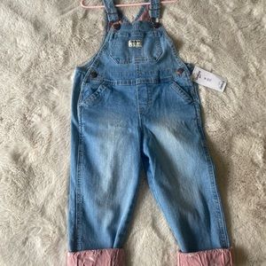 NWT Oshkosh Denim Overalls with Floral Cuff